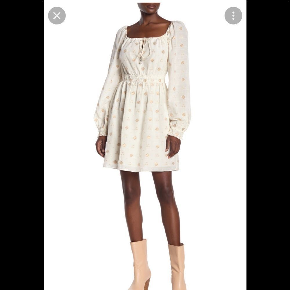 Joie mianda white and gold peasant mini dress - Picture 11 of 12